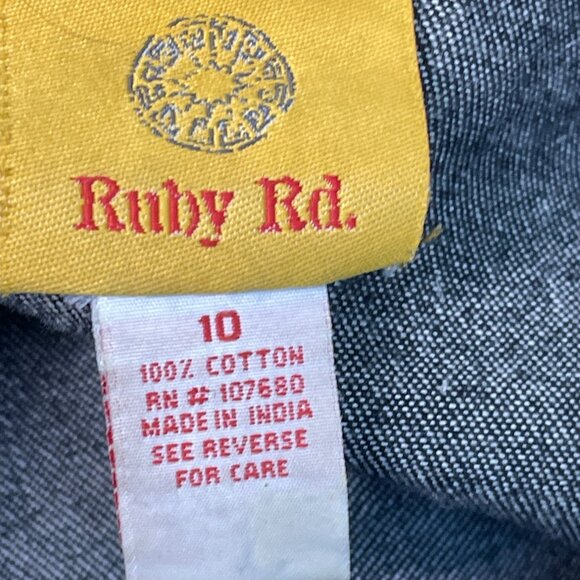 Ruby Rd. Womens Denim Blazer Jacket W/ Floral Embroidery Size 10 - Picture 6 of 7